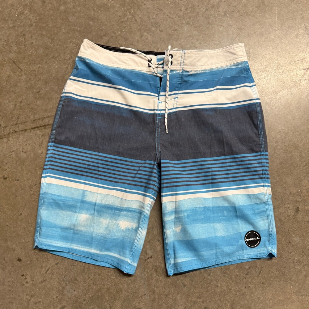 O'Neill Mens Blue Striped Board Shorts Size 30 Swim Trunks Surf Beachwear 2053‎